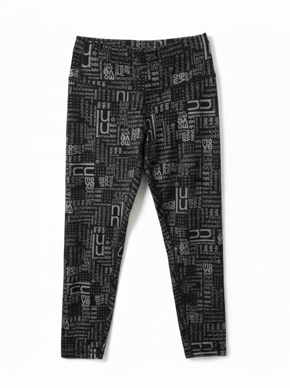 lululemon athletica Black & Gray Logo Print Leggings